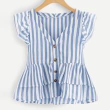 Romwe Plus Striped Ruffle Hem Blouse