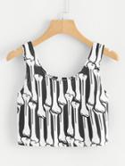 Romwe Bone Print Tank Top
