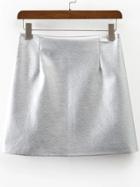 Romwe Silver Side Zipper Pu Skirt