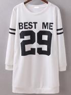 Romwe White Oversized Number Print Pockets T-shirt Dress