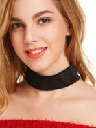 Romwe Black Fluffy Faux Fur Wide Choker Necklace