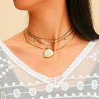 Romwe Shell & Star Charm Chain Necklace 2pcs