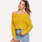 Romwe Off-shoulder Twisted Knit Jumper