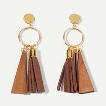 Romwe Bar & Triangle Circle Drop Earrings