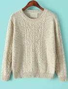 Romwe Cable Knit Beige Sweater