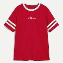 Romwe Guys Letter Print Ringer Tee
