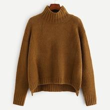Romwe Solid Stepped Hem Jumper
