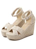 Romwe Crisscross Crochet Straps Espadrilles Wedge Sandals