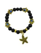 Romwe Black Beads Starfish Elastic Bracelet