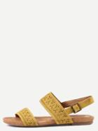 Romwe Faux Suede Stappy Sandals - Yellow