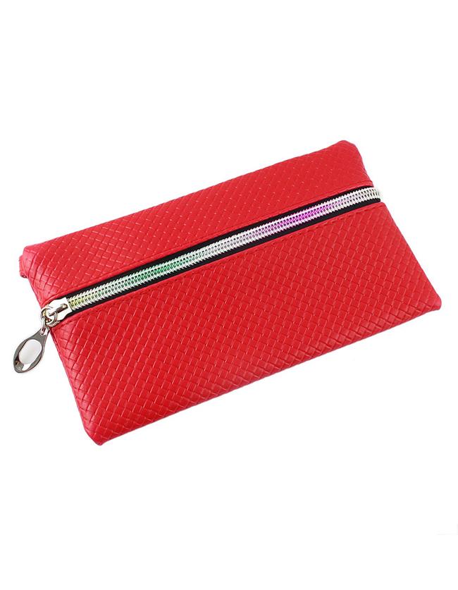 Romwe Red Pu Leather Clutch Bag