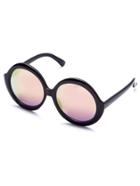 Romwe Black Iridescent Round Lens Sunglasses