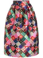 Romwe With Zipper Plaid Flare Skirt