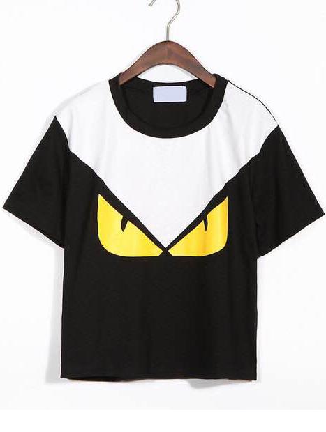 Romwe Carttoon Print Loose T-shirt