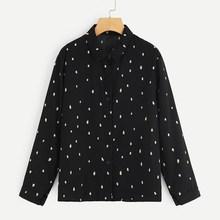 Romwe Polka Dot Single Breasted Blouse