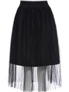 Romwe Vertical Striped Mesh Flare Skirt