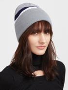 Romwe Grey Striped Ribbed Knit Beanie Hat