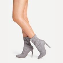 Romwe Back Zipper Stiletto Heeled Boots