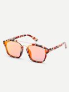 Romwe Multicolor Frame Brow-bar Square Sunglasses