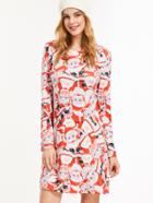 Romwe Santa Claus Print Shift Dress