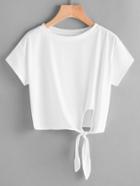Romwe Knotted Side Tee