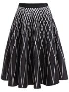 Romwe Geometric Print Flare Black Skirt