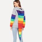 Romwe Block Striped Sweatshirt With Oversized Hooded