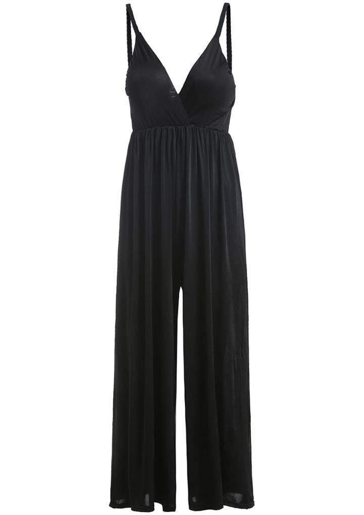 Romwe Spaghetti Strap Wide Leg Jumpsuit