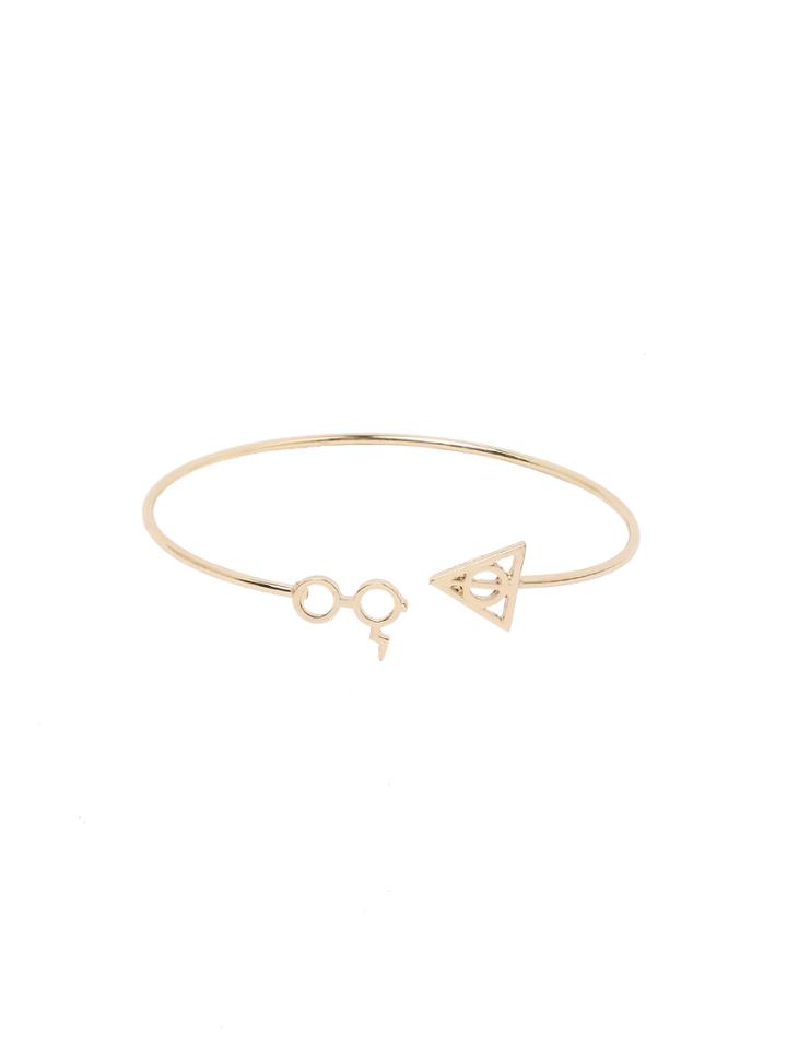 Romwe Gold Deathly Hallows Glasses Bracelet