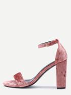 Romwe Champagne Velvet Peep Toe High Heel Mary Jane Shoes