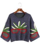 Romwe Cartton Pattern Crop Sweater