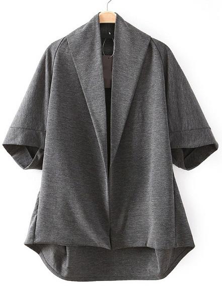 Romwe Batwing Sleeve Loose Grey Trench Coat
