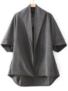 Romwe Batwing Sleeve Loose Grey Trench Coat