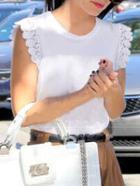 Romwe Scalloped Cap Sleeve T-shirt - White