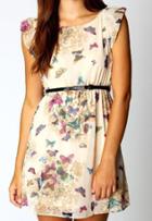 Romwe Sleeveless Butterfly Print Chiffon Dress
