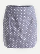 Romwe Polka Dot Print Invisible Zip Back Skirt