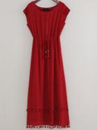 Romwe Red Sleeveless Self Tie Tassel Dress