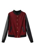 Romwe Pu Panel Red Jacket