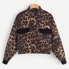 Romwe Button Up Leopard Jacket