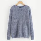 Romwe Fuzzy Slub Sweater
