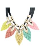 Romwe Popular Shourouk Style Plastic Leaf Shaped Colorful Women Statement Necklace