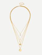 Romwe Moon & Round Pendant Layered Chain Necklace