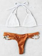 Romwe Shell Detail Mix & Match Triangle Bikini Set