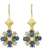 Romwe Blue Gemstone Dangle Earrings
