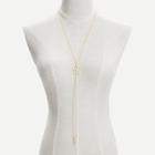 Romwe Bar & Star Pendant Chain Necklace With Faux Pearl