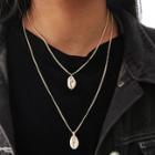Romwe Shell Pendant Layered Chain Necklace