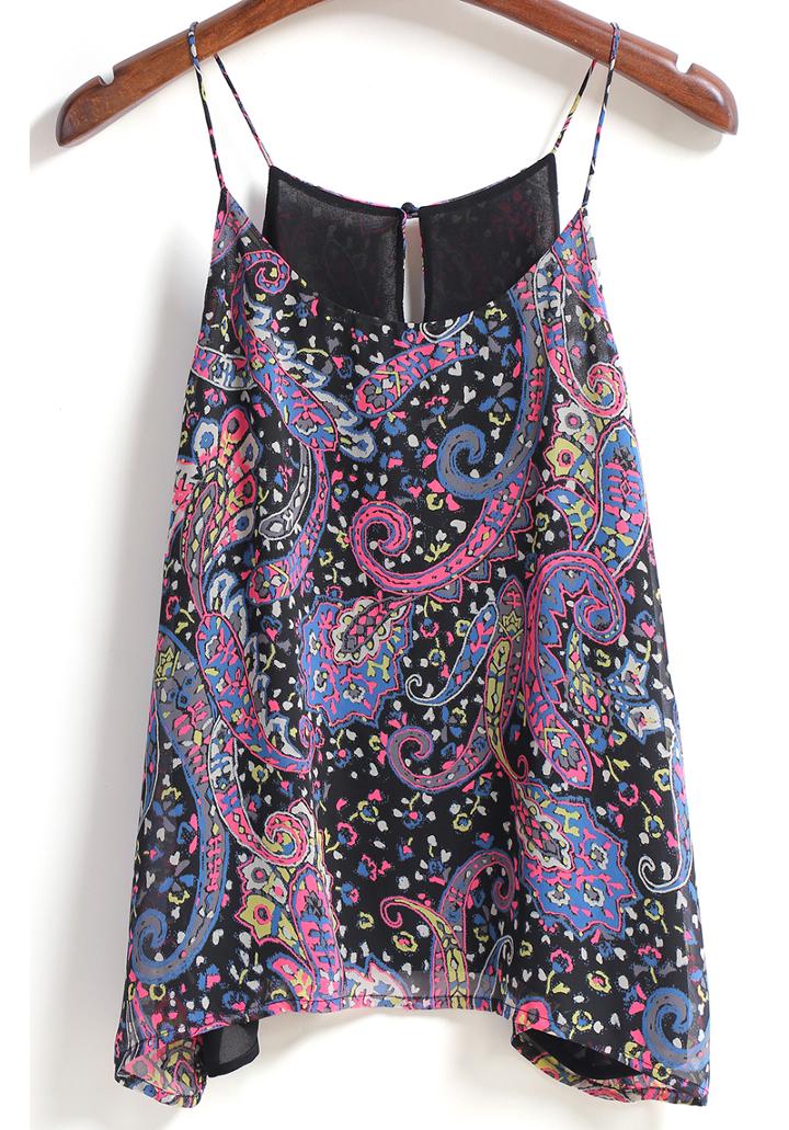 Romwe Spaghetti Strap Tribal Print Vest