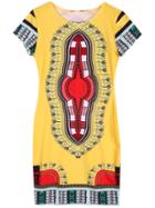 Romwe Yellow Geometric Print Short Dress