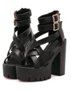 Romwe Black Ankle Strap High Heeled Sandals