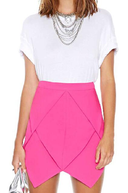 Romwe Layered Asymmetric High-waisted Rose Skirt